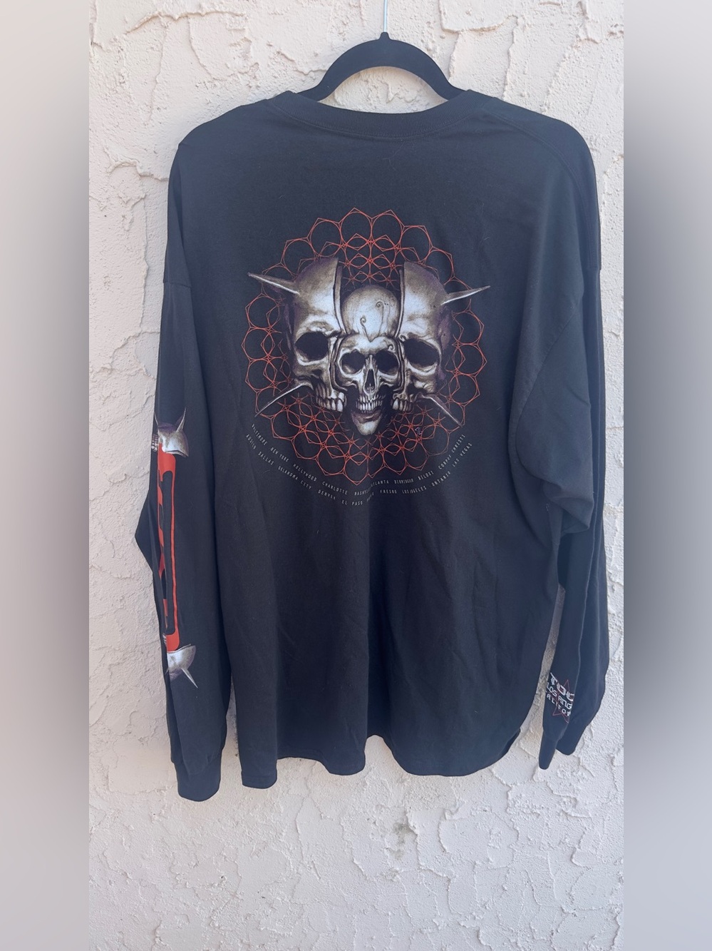 Tool tour shirt Black Long-Sleeve Los Angeles Graphic Skull Shirt